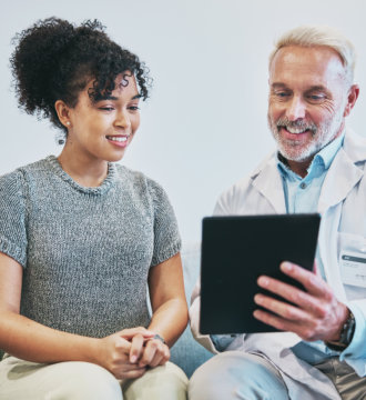 doctor talking to a woman